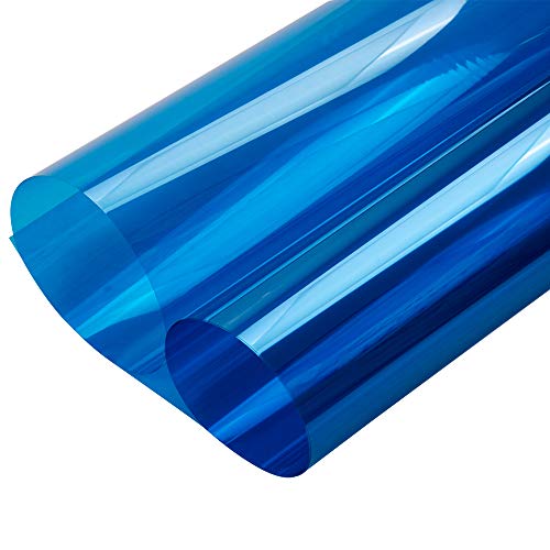 Película de vidrio Multicolor para ventana, decoración de colores transparente, tinte Protector UV, película adhesiva, bricolaje, películas decorativas bidireccionales: 250 x 230 cm / Azul
