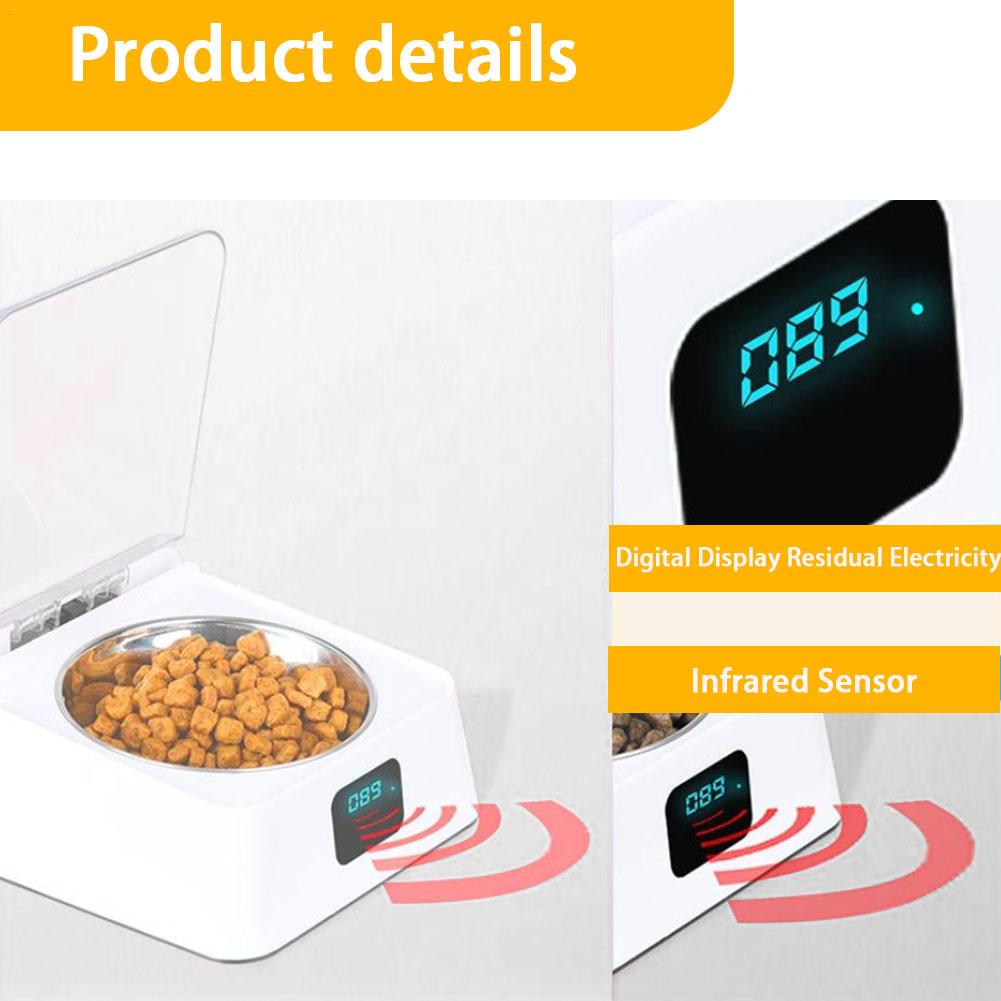 Automatic Pet Feeder Bowl Infrared Sensor Auto Open Cover Intelligent Feeder Anti-mouse Moisture-proof Dog Cat Food Dispenser