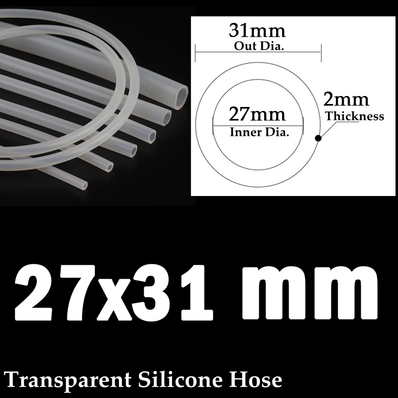 Length 1m I.D 18-50mm Food Grade Transparent Silica Gel Hose Heat Resistant Aquarium Flexible Silicone Hose Tube Pump Soft Pipe