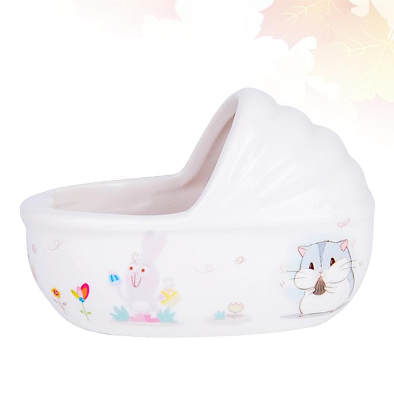 Cerámica pequeña para mascotas, Chinchilla, Hamster, arena, cuarto de baño, casa, contenedor para mascotas, Hamster, baño de cerámica, bañera limpia (blanca)