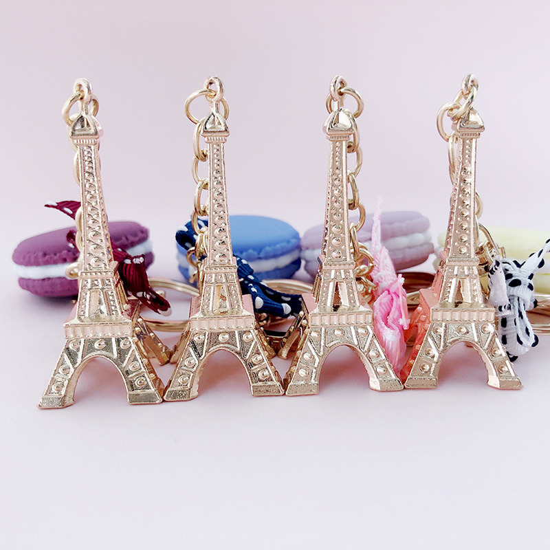 Paris Tower Macaron Cake Keychain Dessert Model Keychains Car Pendant Ornaments Women Bags Jewelry Keyring porte clef