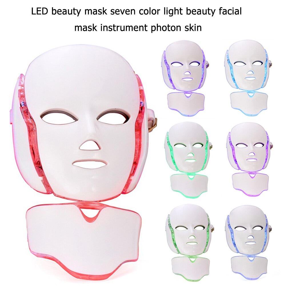 7 Colors LED Light Facial Mask Photon Therapy Freckles Red Blood Streak Reduction Pore Tightening Skin Firming Beauty Device