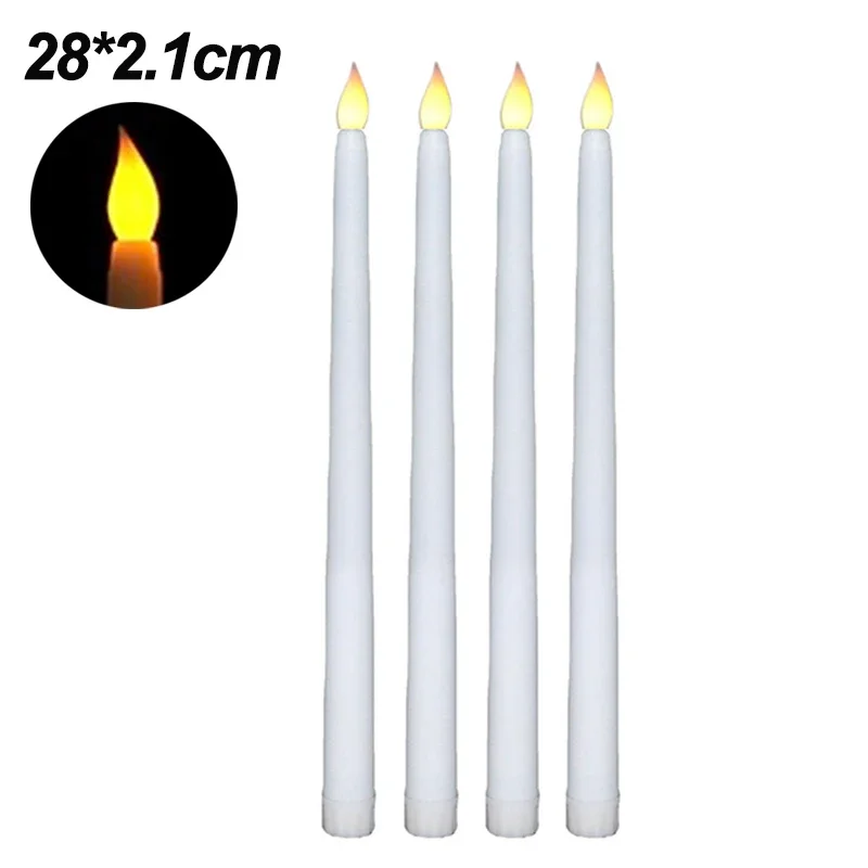 Bougies électroniques LED sans flamme, alimentées par batterie, longue bougie conique, pour fête, mariage, décoration de la maison, lampe clignotante, 3/6 pièces: blanc chaud / jaune clair