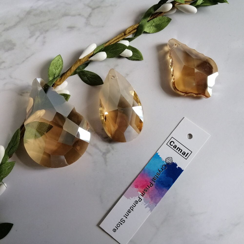 Camal 2 stücke Gold Champagner 38/50mm facettiert Kristall Anhänger Lampe Prismen Kronleuchter Suncatcher Beleuchtung Teile Hängen Hause Dekor