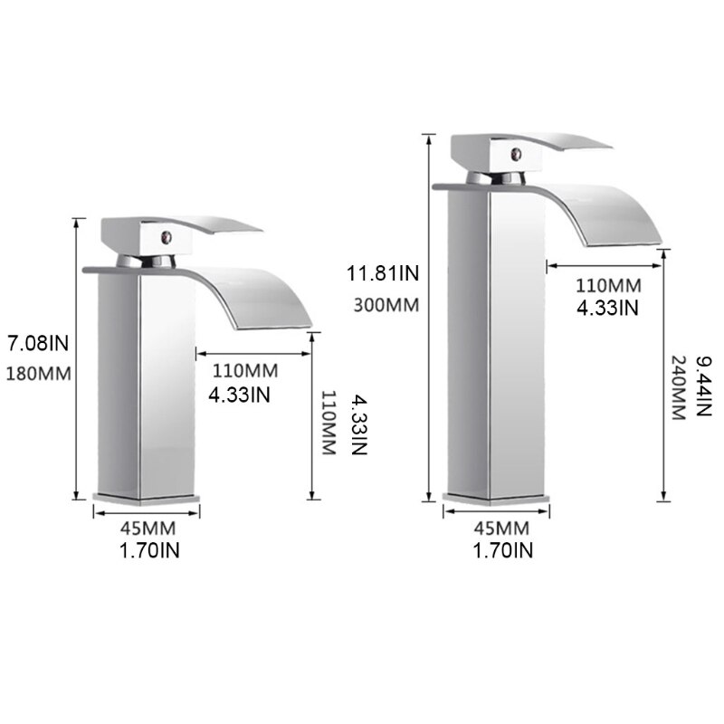 Kitchen Bathroom Sink Faucet, Waterfall Spout Basin Faucet, Cold and Water Mixer Sink Tap, 360-Degree Rotation of Water 37ME