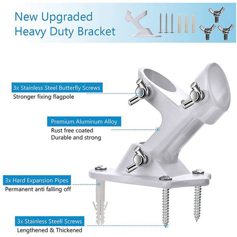 Flag Pole Holder Dual Position Flag Pole Mounting Bracket for House Steel Aluminum Flag Pole Mount Bracket