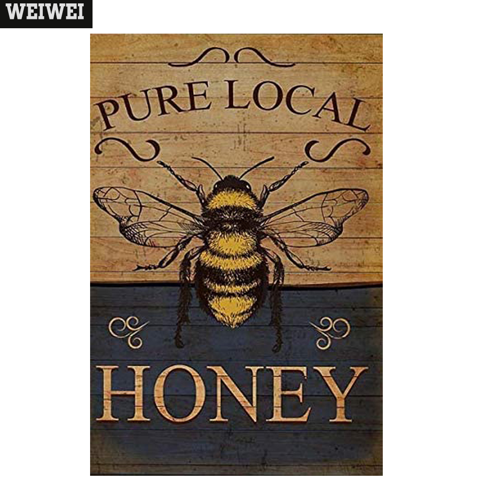 Affiche de miel Happy Bee, Plaque métallique en fer blanc, décoration murale pour jardin, ferme, apiculteur, avertissement, plaques en fer Vintage: 10