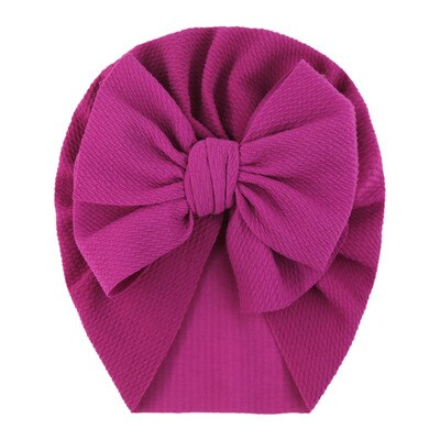 Baby cotton blends Headband Soft Bowknot Turban Hair Bands soft knit fabric pleated bow Indian hat for: Purple