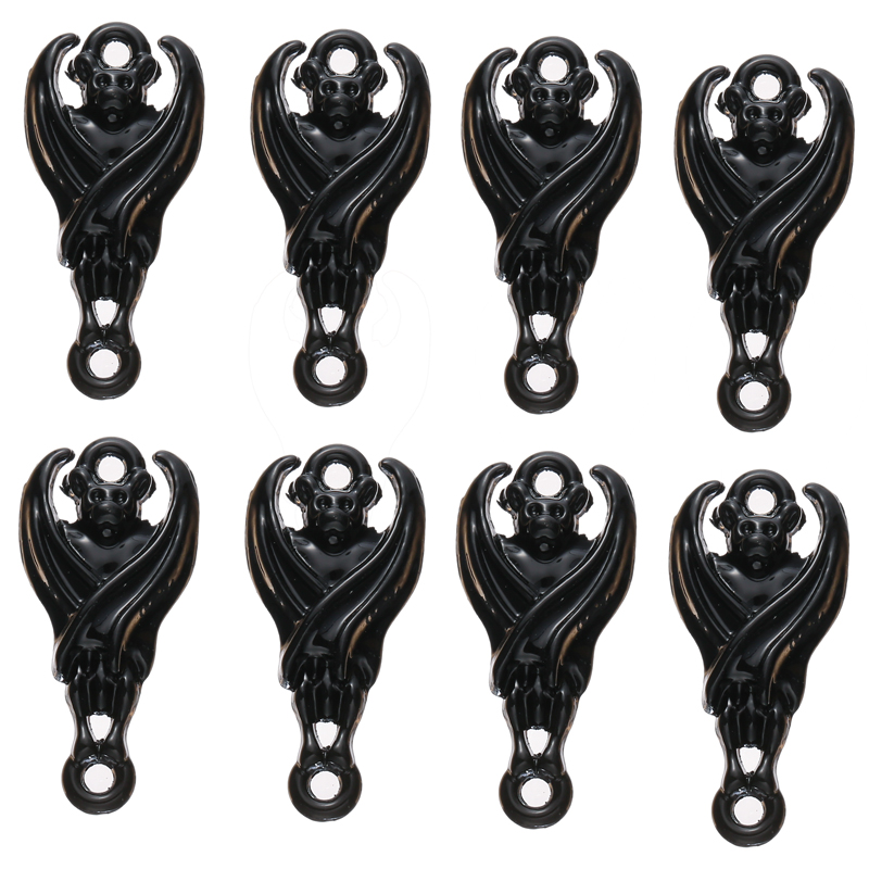 10 unids/lote de dijes de murciélago de Color dorado y negro, conector colgante, pendientes DIY, pulsera, collar para accesorios de fabricación de joyas: orange