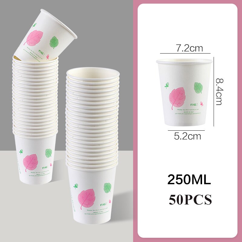 50PCS Disposable Paper Drink Cup for Coffee Milk Cola 250ml Takeaway Dessert Cups Bubble Tea Cup Non-deforming Kraft Paper Cups: D9605 50PCS