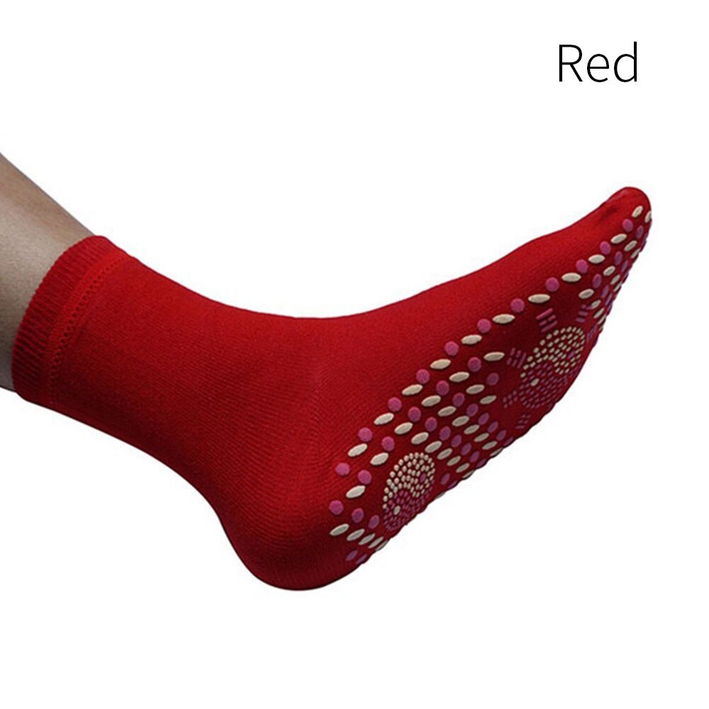 Winter Magnetic Therapy Massage Socks Tourmaline Self-Heating Health Care Breathable Massager Winter Warm Foot Care Socks: Red