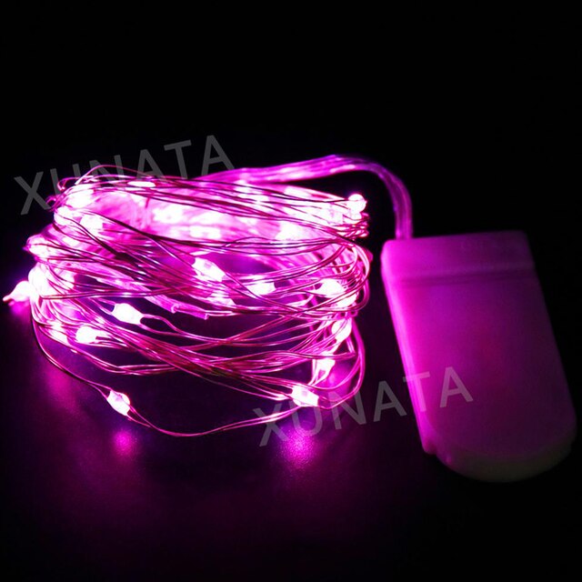 20 40Leds Kerstverlichting Battery Operated Koperdraad Led String Lights Waterdicht Voor Diy Bruiloft Slaapkamer Kerst Decor: Roze / 300w