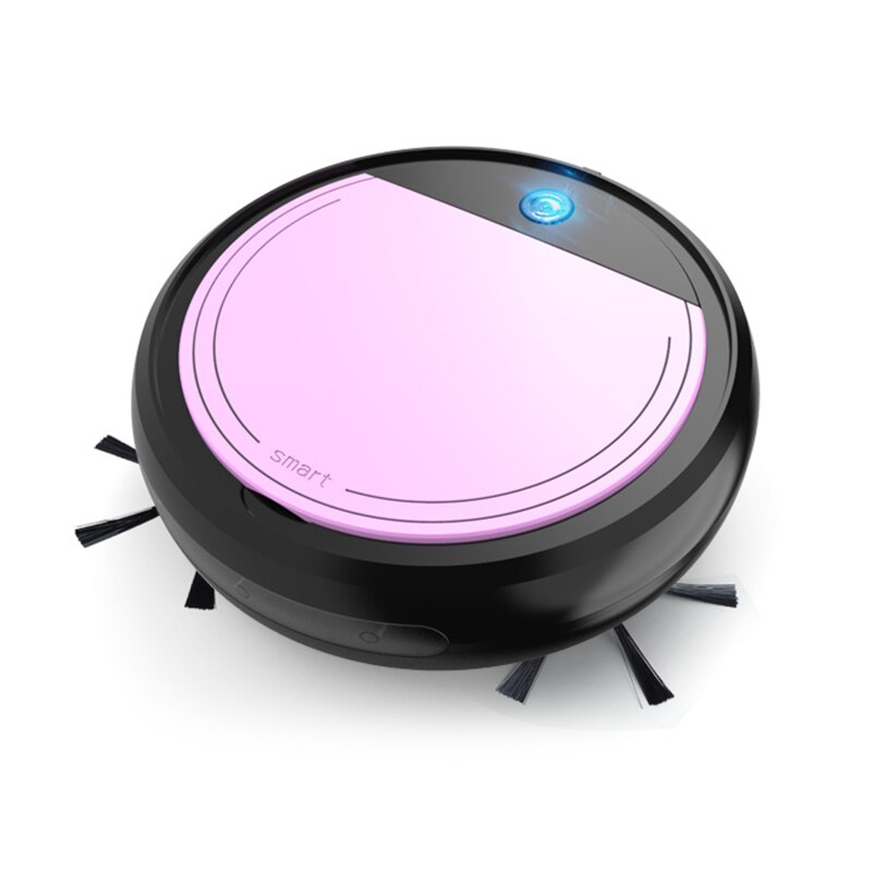 Robot aspirador inteligente 4 en 1, totalmente automático, Barre y friega con carga USB de 3200pa, Limpiador desinfectante UV: Black Pink