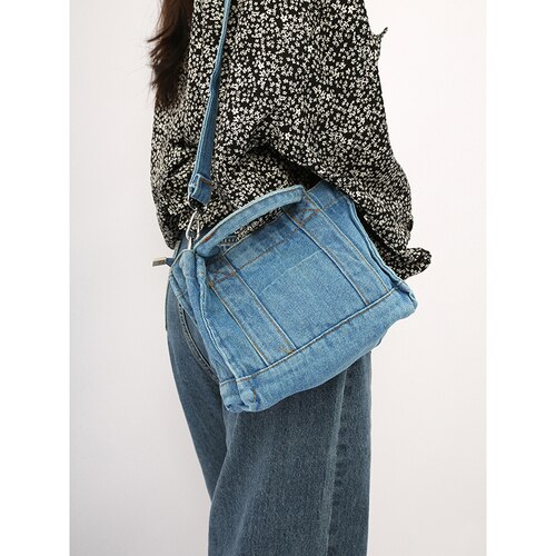 Lyxiga jeansväskor kvinnor denim kedja crossbody väskor för kvinnor kvinnors handväskor axelväskor messenger kvinnliga: Ljusblå