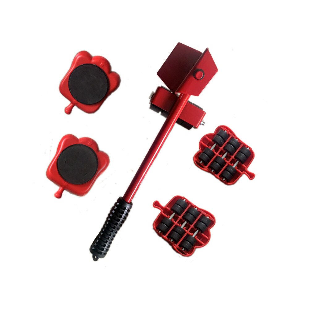 5pcs set Moving House Cleaning Mover Tool Furniture Mover Set Transport Lifter Heavy Stuffs Moving Wheel Roller Bar Hand Tools
