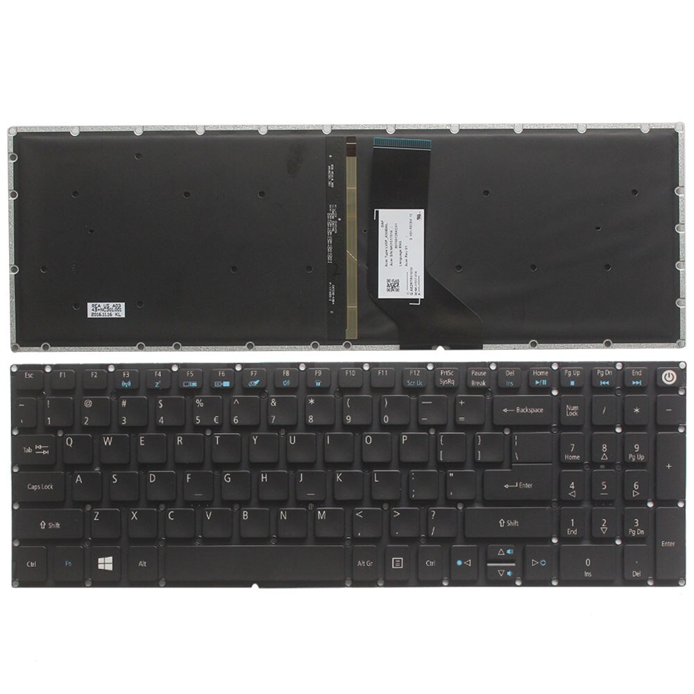 Teclado de EE. UU./REINO UNIDO/Sp/español para Acer Aspire E5-573-557U, E5-573T, E5-573G, E5-573TG, E15, E5-523, E5-523G, E5-575, E5-575G: US with Backlight