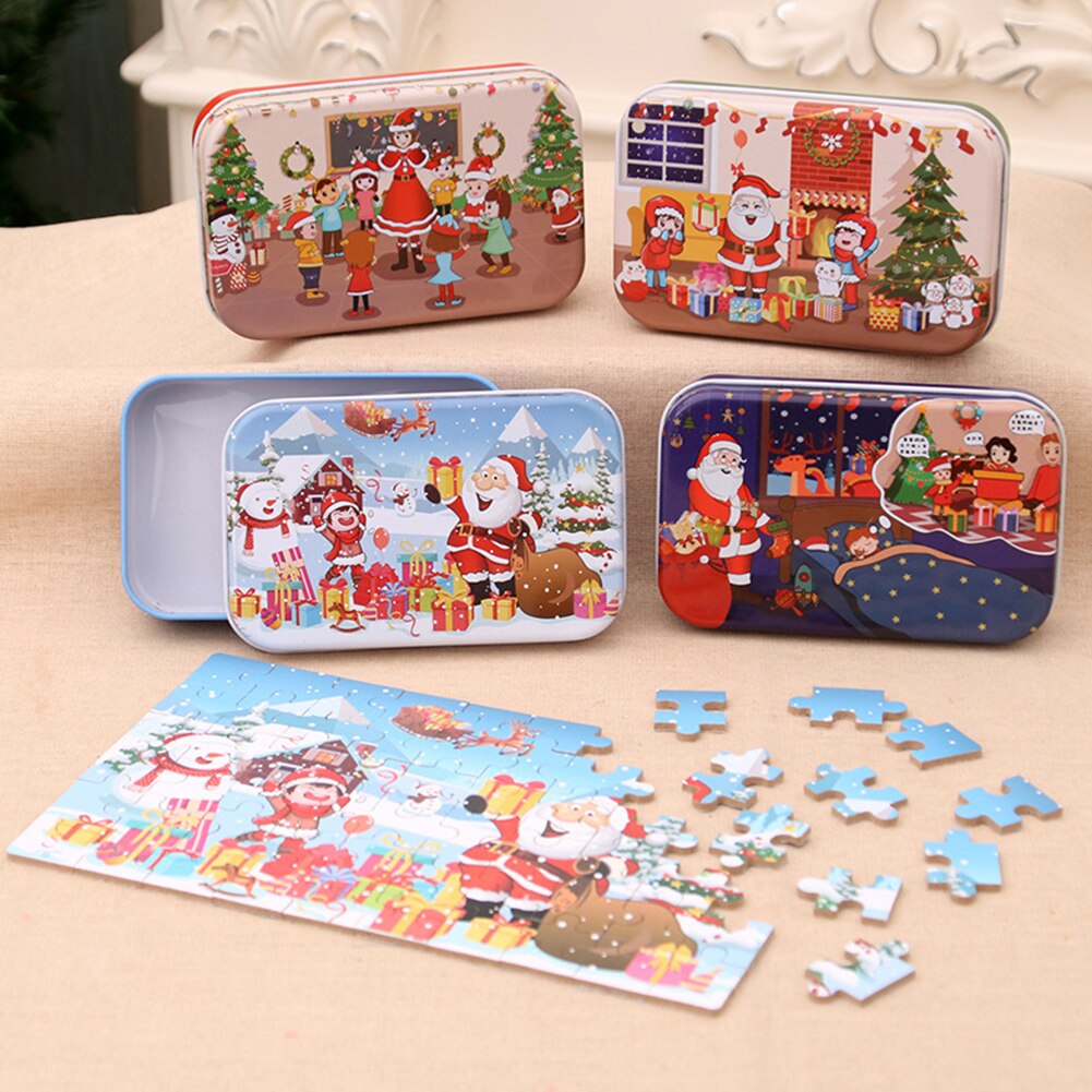 60 pièces noël père noël en bois Puzzle jeu Mini bois Puzzles jouet pour enfants dessin animé Puzzles jouets éducatifs