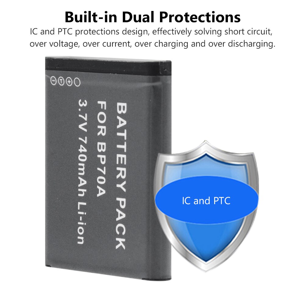 Rechargeable batteries 740mAh BP70A Battery For Samsung SL50 SL600 SL605 SL630 ST61 ST65 ST66 AQ Series AQ100 MV Series MV800