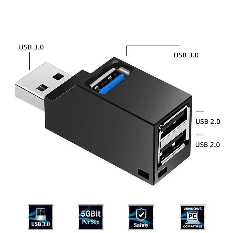 USB 3.0 HUB Extender Rozdzielacz samochodowy Wieloportowe koncentratory USB 2.0 Laptop Biuro Wielofunkcyjne czytanie dysków USB Adapter ładowania: Default Title