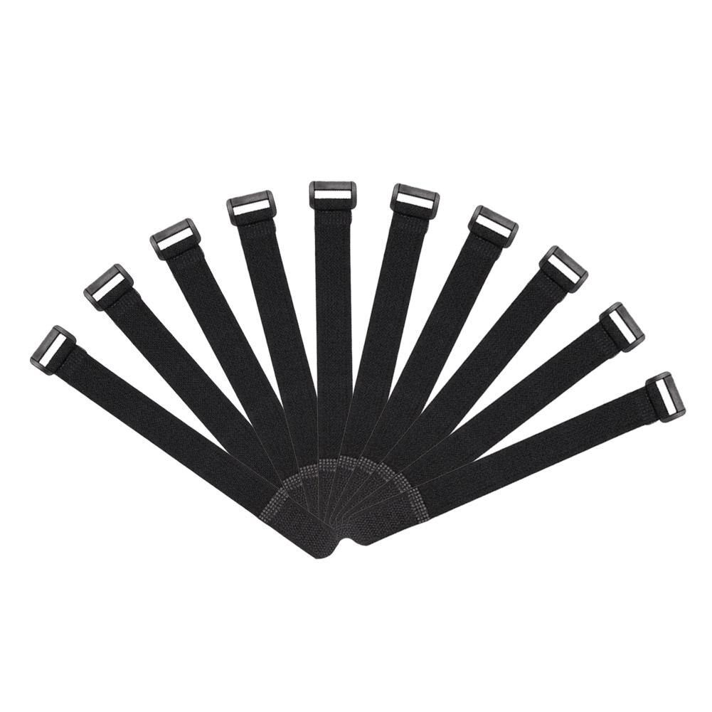 10 pièces réutilisable canne à pêche cravate sangle de maintien bretelles attache crochet boucle câble cordon cravates ceinture accessoires de pêche: Black