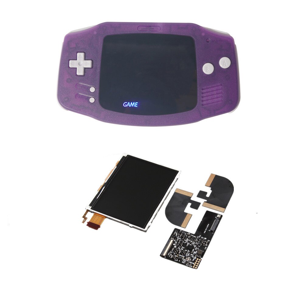 FUNNNYPLAYING For Gameboy GBA Advance ITA AGB RETRO PIXEL TFT BACKLIGHT KIT Memory Brightness Adjust The Display With Shell: clear PURPLE ITA