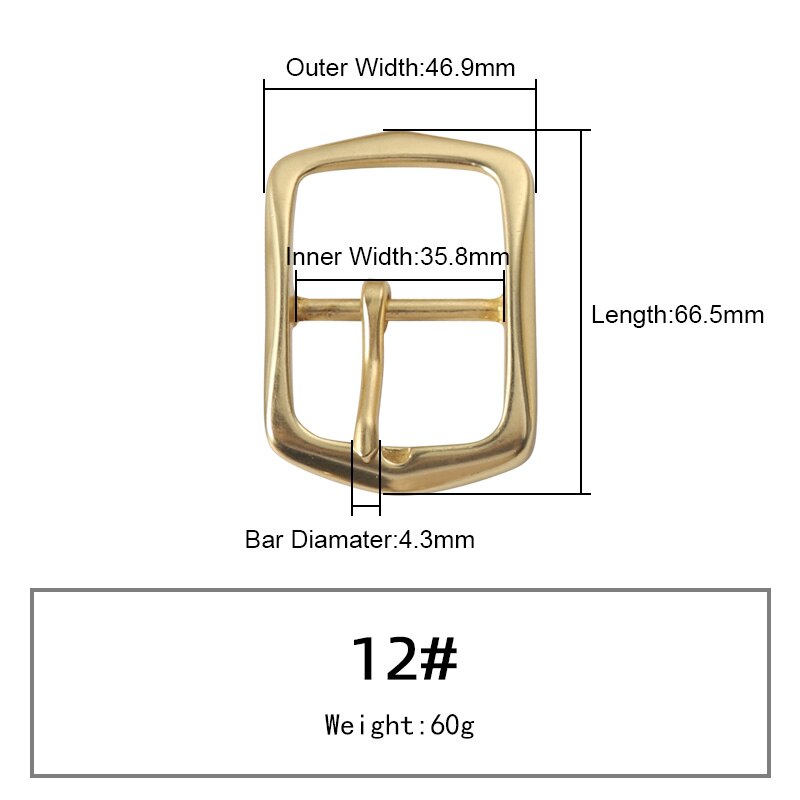 WUTA Solid Brass Belt Buckle Pure Copper Women Men&#39;s Pin Buckle Manual DIY Leather Craft Hardware-Various Size: 012