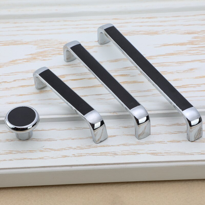 Zinklegering handvat, zwarte aluminium plaat, keukenkastdeurgreep, moderne kledingkast, ladeknop, meubeldecoratie
