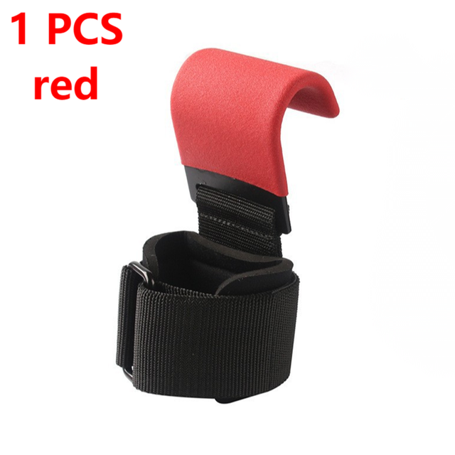 Weightlifting Hooks Grips Gym Fitness Heavy Duty Wrist Wraps Support Dumbbell Power Workout Weight Lifting Hook Glove W/ Coating: 1 pcs red