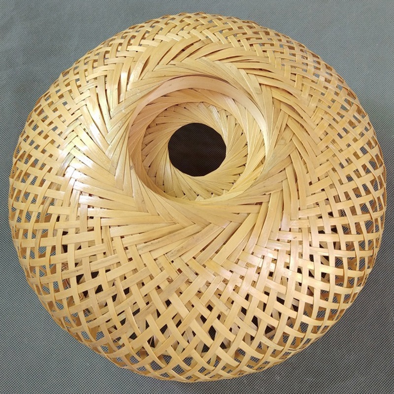 Bambou osier rotin abat-jour tissé à la main Double couche bambou dôme abat-jour asiatique rustique japonais lampe