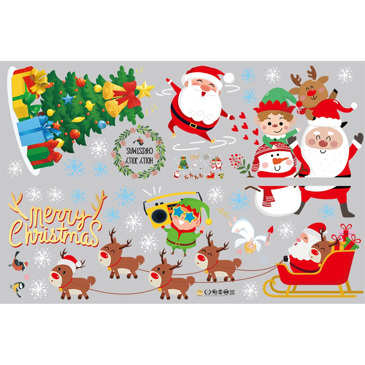 Christmas Window Clings Cute Happy Santa Snowman Reindeer Vinyl Decals Window Stickers for Home Decoration: 2