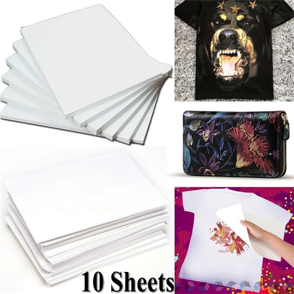 10Pcs A4 Transfer Paper Iron On Heat Press Print Paper For DIY T Shirt Craft Shirts Inkjet Fabrics Printing Thermal Transfers