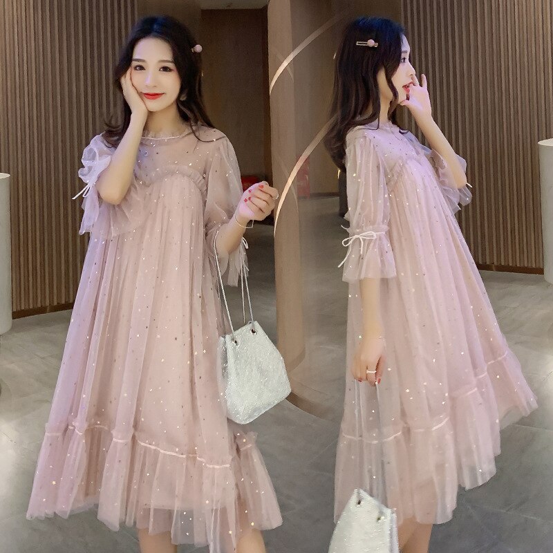 Vestidos de maternidad de Hada, vestido de maternidad con lentejuelas, ropa de Hada de malla holgada para mujeres embarazadas, ropa de embarazo, vestido