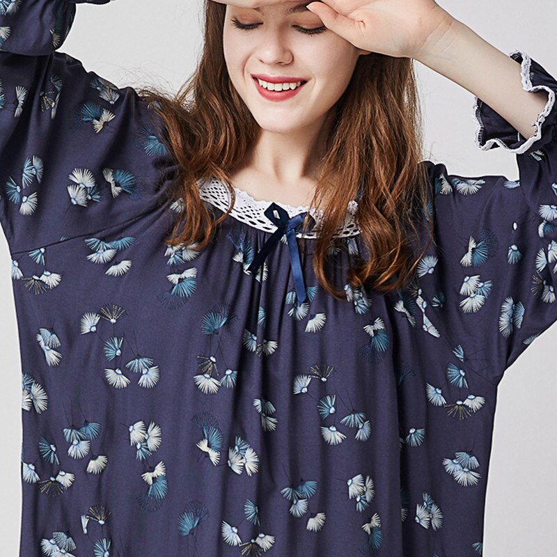 Camisón de algodón de manga larga para mujer, ropa de dormir , estilo princesa, ropa de casa