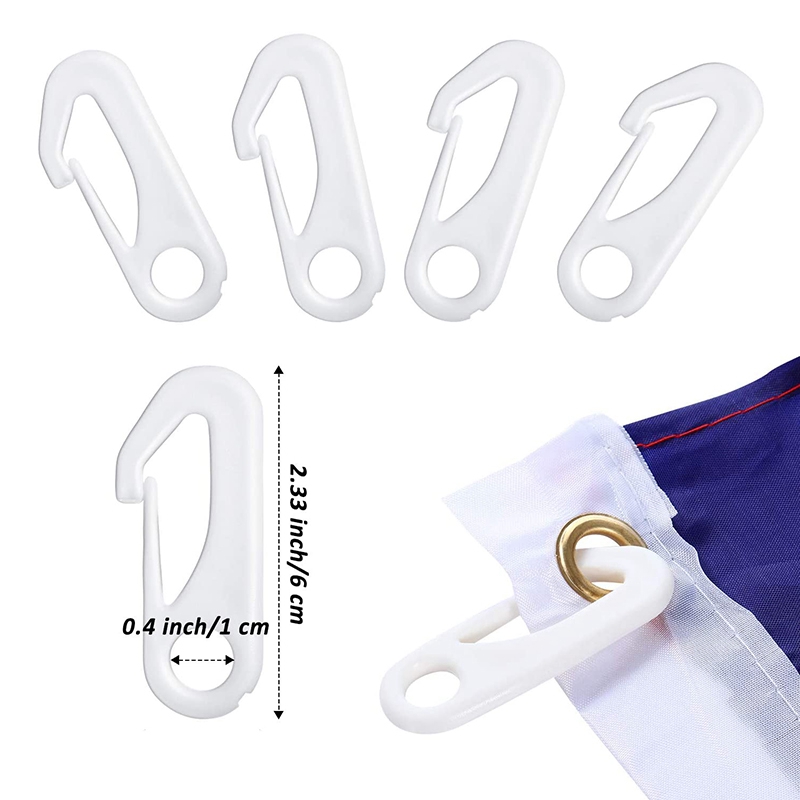 JFBL Flagpole Rope Clips String Flag Pole Hooks Kit 1/4 Inch 50 Ft Nylon Replacement Thick Wire Hang Flag Flagpoles Line