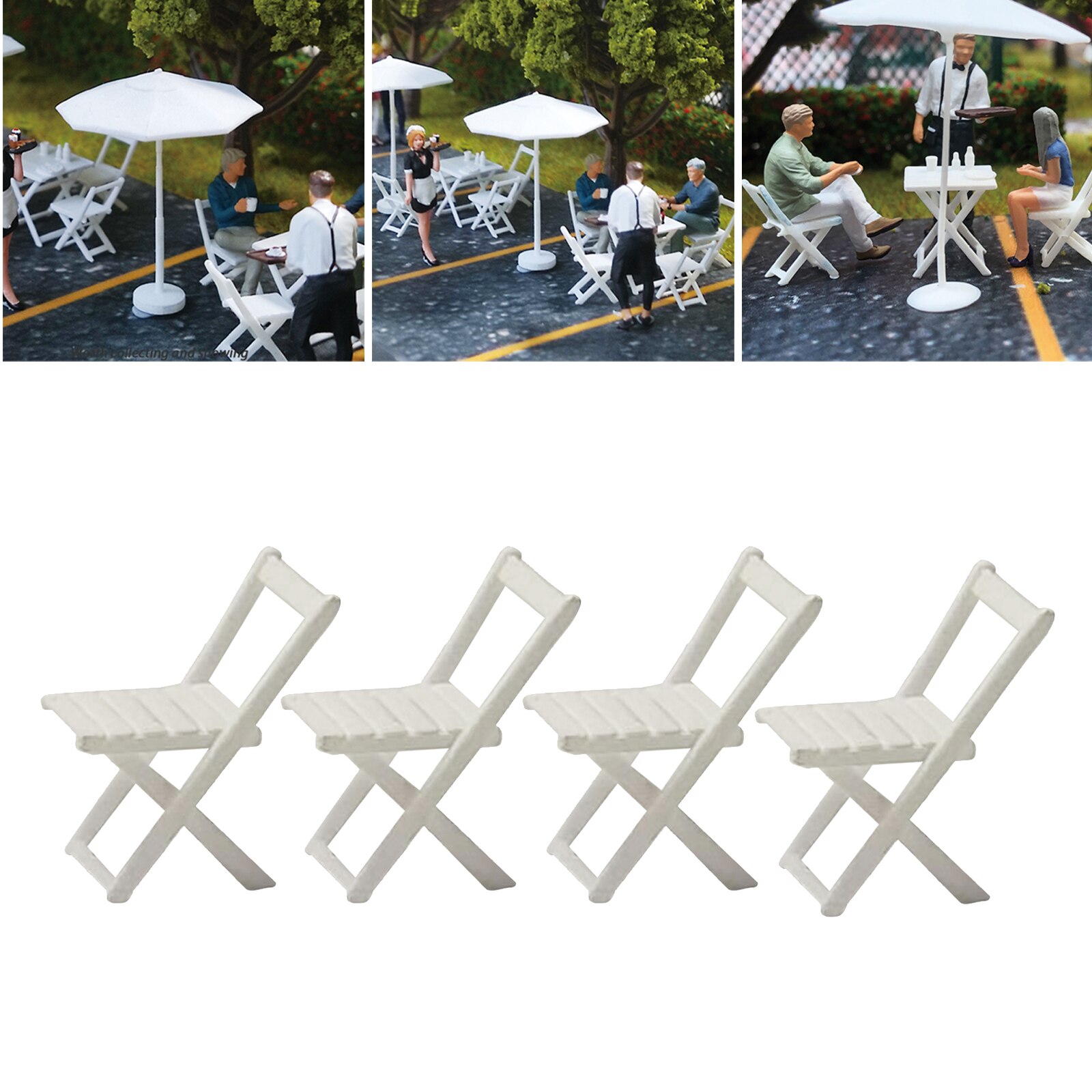 4 Pieces 1/64 Hand Painted Model Resin Chairs Street Layout Diorama Accs