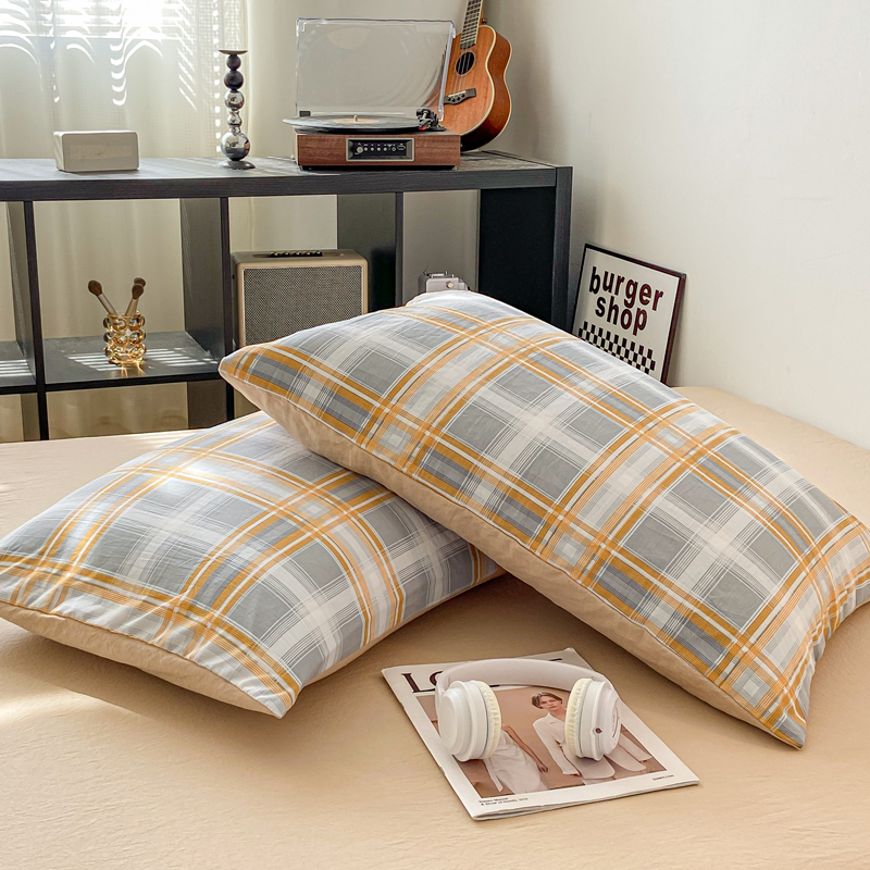 2 uds fundas de almohada suaves funda de almohada rectangular estilo a cuadros funda de almohada 48x74cm fundas de cojín funda almohada funda de almohada para cama de casa: BLANCO