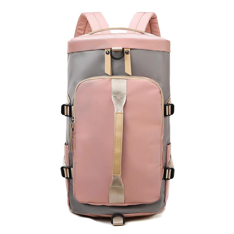 Women Backpack With Shoe Pouch Travel Bag Large Capacity Hand Duffle Bag Shoulder Strap Gym Bag Durable Unisex Luggage Bag: Pink