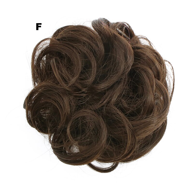 Similler syntetisk krøllet chignons gummibånd elastisk scrunchie hair extensions bånd hårspænde bundter hårstykker boller: F