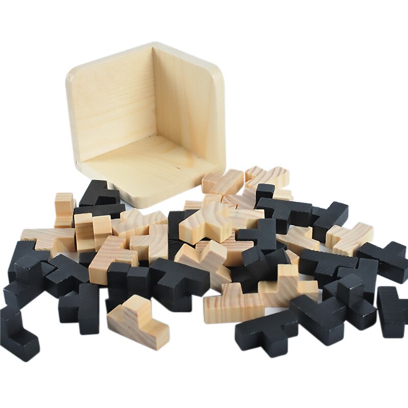 Kinderen 3D Houten Kubus Puzzel 54T Kong Ming Grijpende Iq Educatief Speelgoed Kids Leren Speelgoed Volwassenen 7x7x7cm