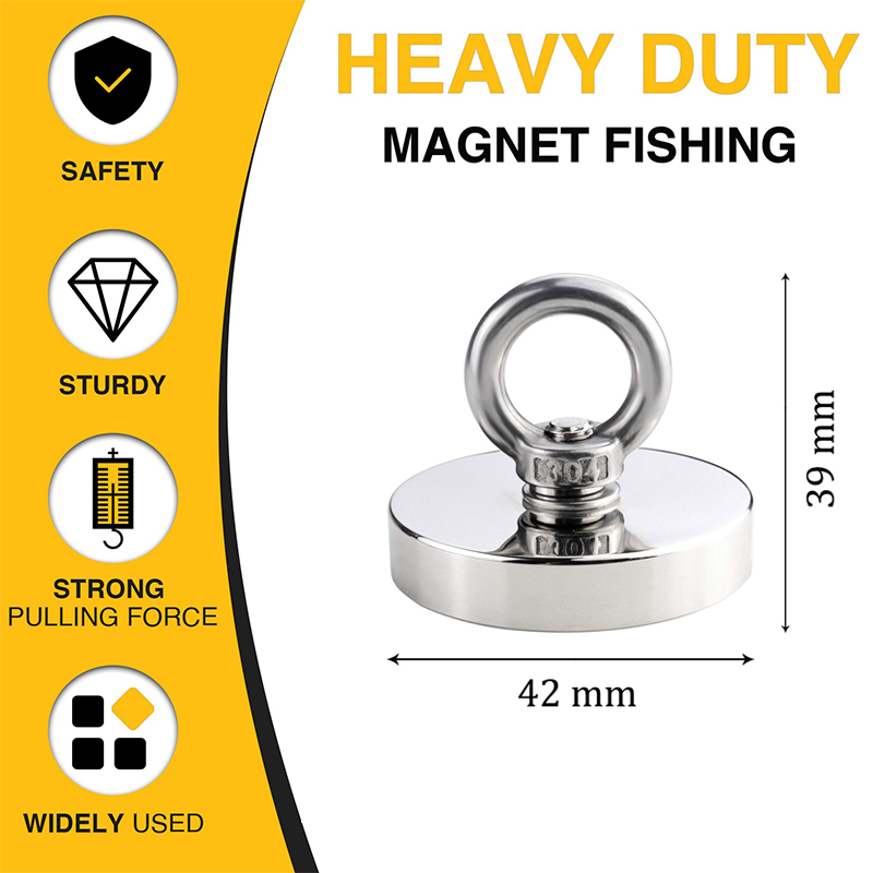 Super Strong Neodymium Fishing magnet Hooks N52 Heavy Duty magnet with Countersunk Hole Eyebolt Salvage Searcher Magnets imans: black