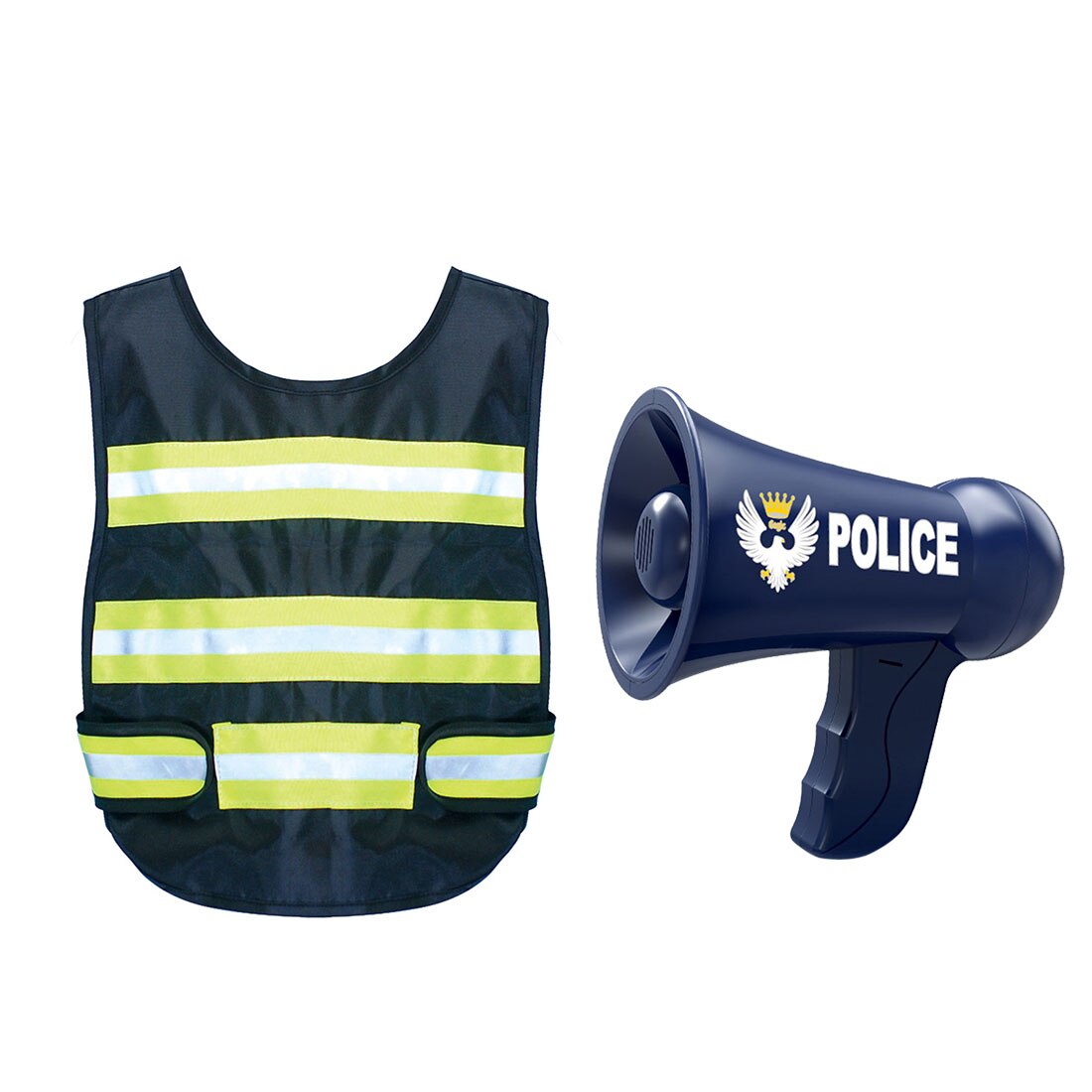 2 Pcs Politie Rollenspel Set Politie Vest Met Reflecterende Strips Kinderen Rollenspel Speelgoed Batterij Aangedreven Politie Megafoon