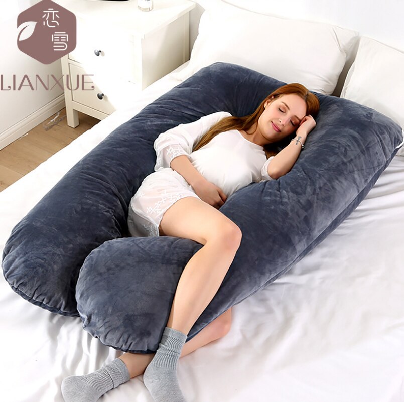 Inflatable U-Shape Pregnancy Pillow - Full Body Support For Side Sleepers, Belly & Back (Blue, Includes Pump)