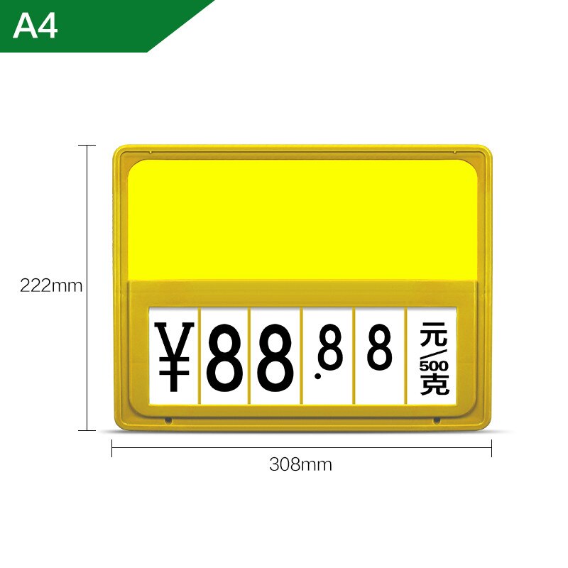 Panneau publicitaire pour fruits et légumes Pop A4 A5, en carton pour plafond, prix, étiquette avec nom, prix ajustable: Yellow-A4