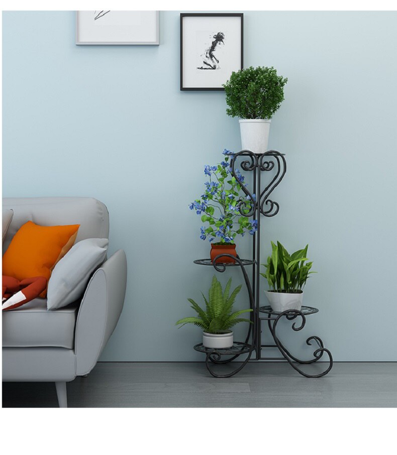European Wrought Iron Flower Stand Floor Hanging Orchid Shelf Multi-layer Indoor Green Pot Rack Balcony