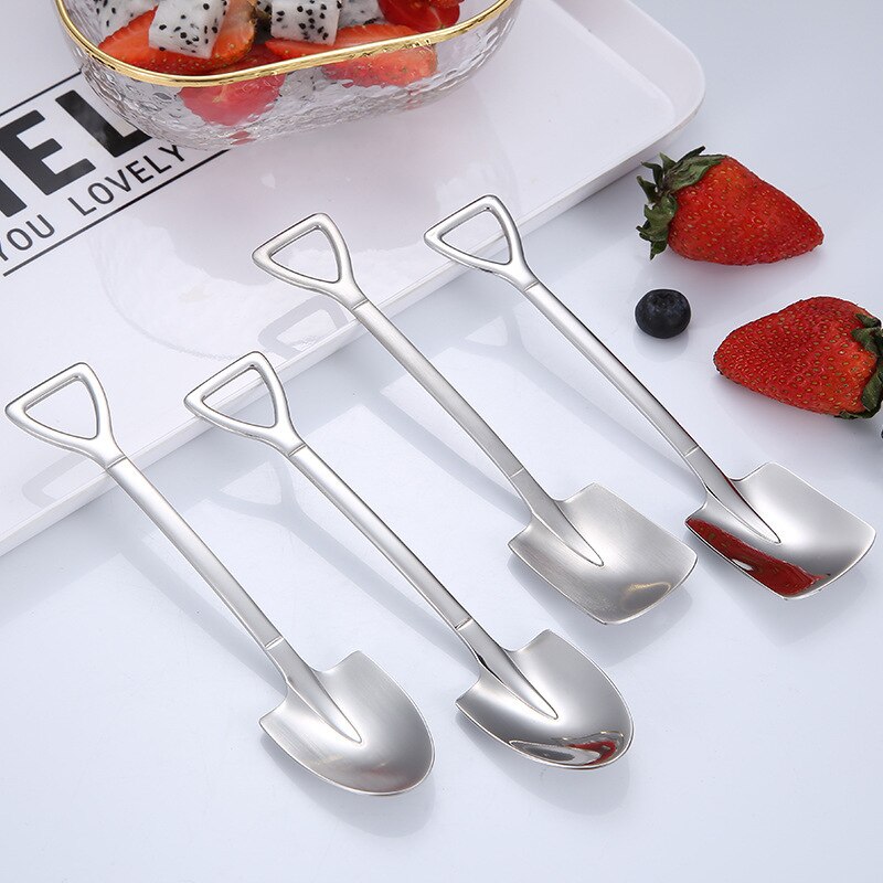 304 stainless steel shovel spoon, engineer, plain tip shovel spoon, dessert cake, ice cream and watermelon spoon.