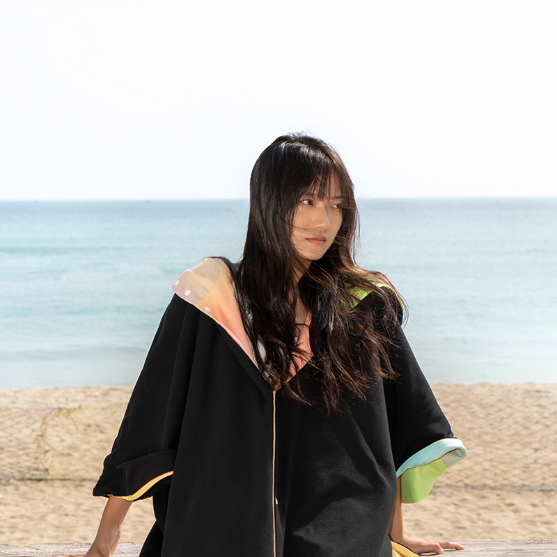 Nu-June Surfponcho Fleece gevoerd Herfst Winter Strandlaken Mantel Warme badjas Winddicht met capuchon voor strand Hete lente