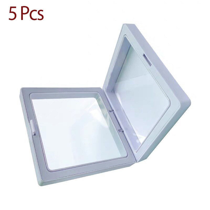 5/10 sztuk 3D pływające ramka na zdjęcia cień biżuteria wyświetlacz stojak wisiorek obrączka uchwyt ochrony biżuteria kamień prezentacja futerał: 5Pcs-White / 110x110mm