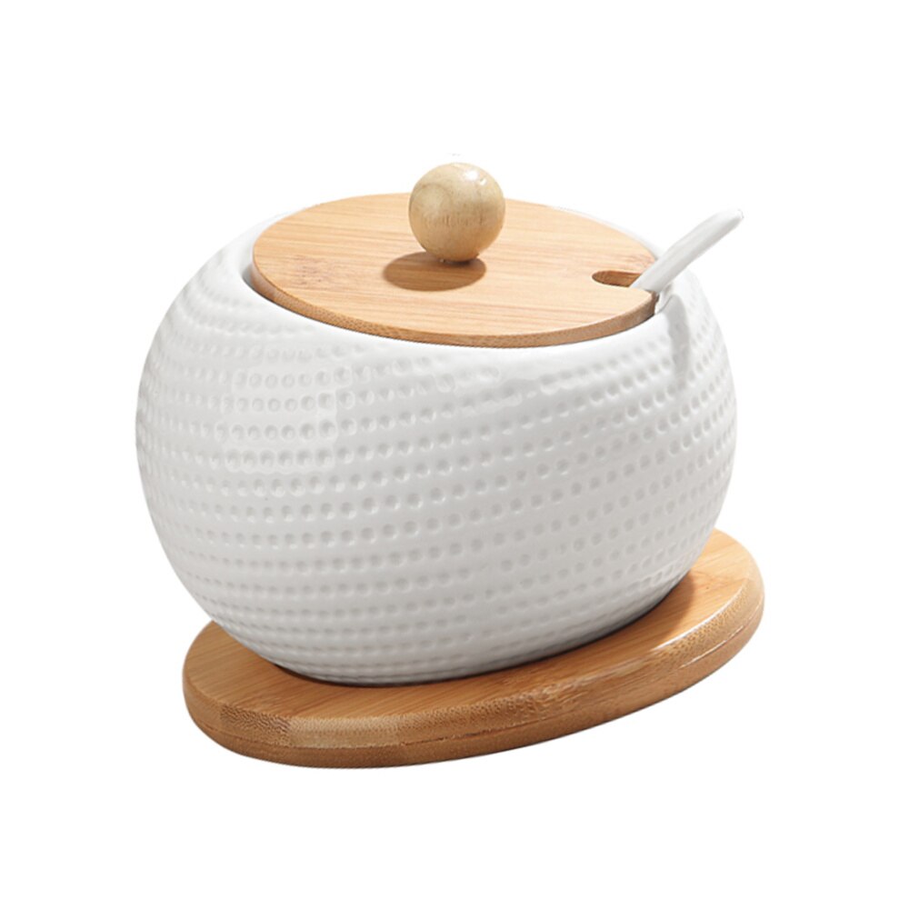 Juego de tarros de cerámica para condimentos, botella aromatizante de cocina creativa, color blanco, 1 Juego