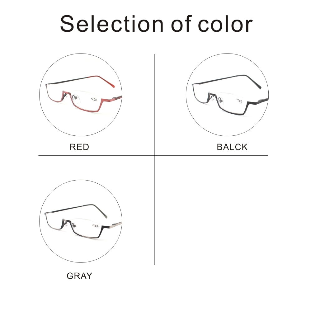 Rolipop Half Frame Readers Reading Glasses Men Prescription Eyeglasses Spring Hinges Frame Metallic Stainless Steel Clear
