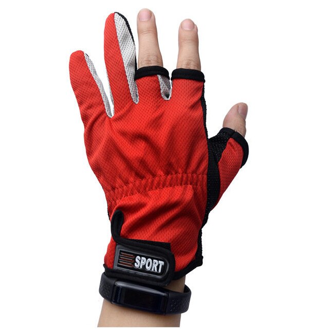 Fishing Gloves Outdoor 3 Fingers Cut Fishing Gloves Waterproof Fishing Accessories Carp Fishing Accessories: Burgundy